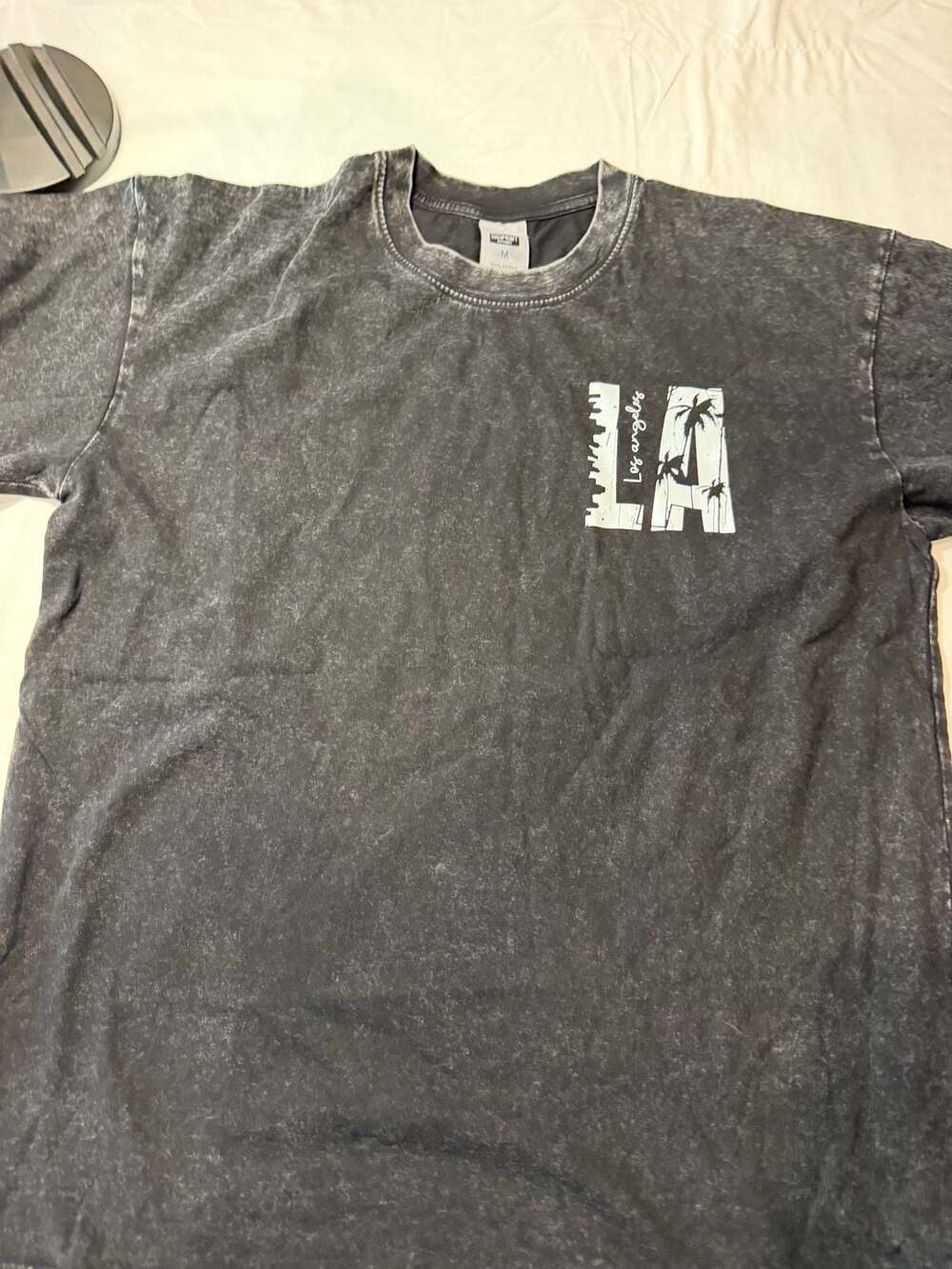 Digiprint Apparel Los Angeles LA Palm Tree Graphic Washed Black T-Shirt